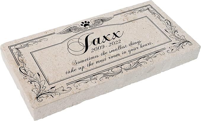 Personalized Pet Memorial Stone, 6x12 Custom Limestone Pet Grave Markers as Keepsake or Pet Remembrance, Thoughtful Pet Loss Gifts for Bereaved Pet Owners, Personalized Memorial Gifts (Jaxx)
