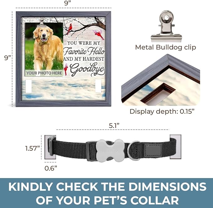 Pawfect House Dog Memorial Picture Frame With Collar Holder, Pet Memorial Gifts For Dogs, Dog Passing Away Gifts For Grieving Friend, Pet Loss Sign 9x9 Inches, Bereavement Gift Ideas