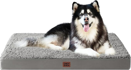 EHEYCIGA Orthopedic Foam Dog Bed, XXL, 47"L x 29"W x 3.5"Th, Light Grey