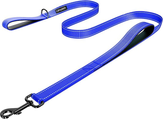 Dog Leash 4ft Long, Double Handle Dog Leash for Safety Control Training, Heavy Duty Dogs Leads with Traffic Padded Handles, Reflective Leashes for Small Medium Large Dogs(4ft, Navy Blue)