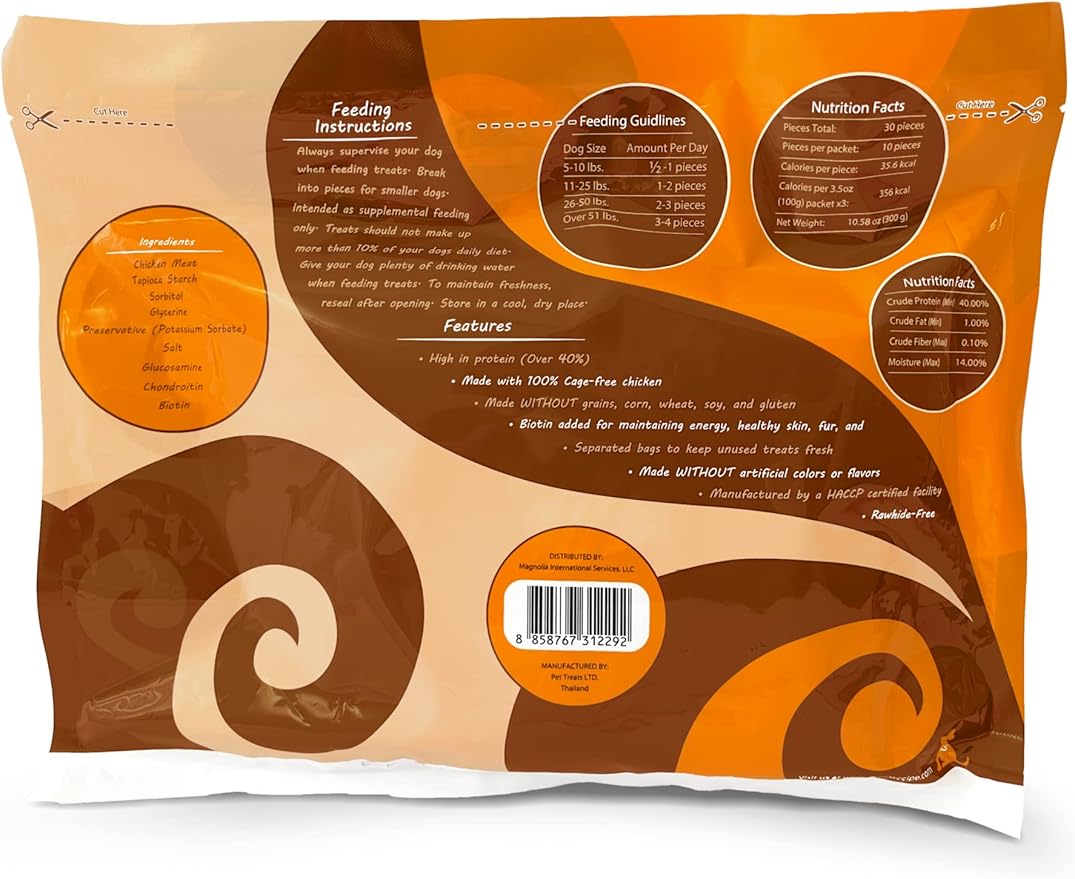 Rena's Recipe Chicken Steak Strips Dog Treats – Rawhide Free High Protein Training Treats with Glucosamine, Chondroitin & Biotin, 90 Count (3 Pack)