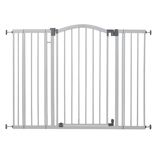 Summer Infant Extra Tall & Wide Safety Pet and Baby Gate, 29.5"-53" Wide, 38" Tall, Pressure or Hardware Mounted, Install on Wall or Banister in Doorway or Stairway, Auto Close Walk-Thru Door - Gray