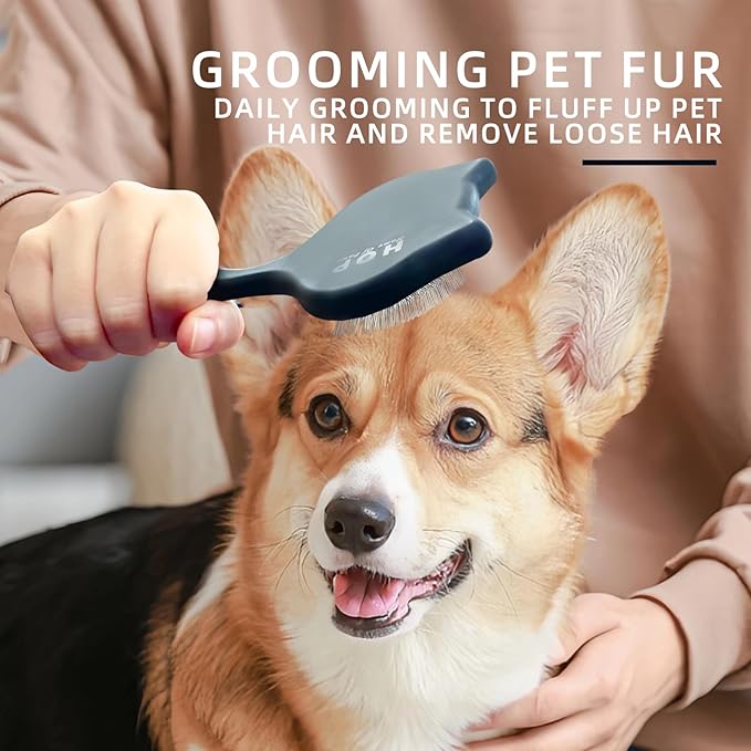 Cat Head Slicker Brush for Dogs Long Pin Dog Slicker Brush for Shedding Dog Dematting Comb Pet Grooming Tool for Dogs and Cats Remove Loose Hair Undercoat Knots Tangles
