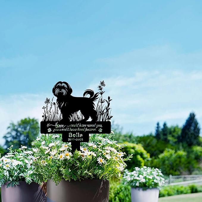 Personalized Pet Shih Tzu Grave Markers, Metal Dog Memorial Garden Stake Decorations for Cemetery, Pets Shih Tzu Grave Stakes Plaque Pet Shih Tzu Headstone Garden Memorial Stake