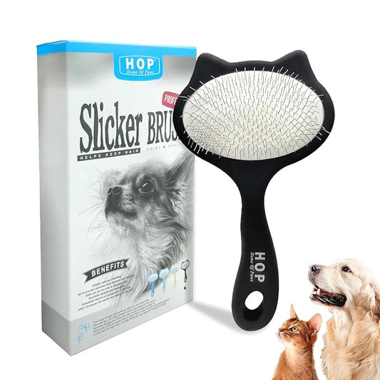 Cat Head Slicker Brush for Dogs Long Pin Dog Slicker Brush for Shedding Dog Dematting Comb Pet Grooming Tool for Dogs and Cats Remove Loose Hair Undercoat Knots Tangles