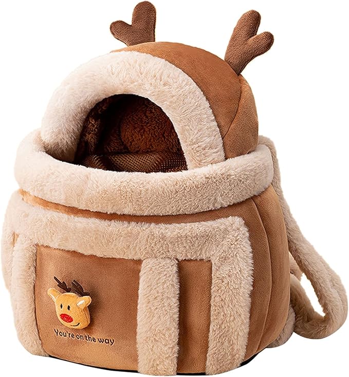 Dog Carrier Cage Winter Warm Cat Travel Bag Portable Carrier Backpack Shoulder Bag Plush Carrier with Top Opening