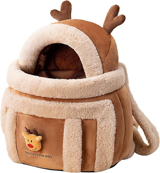 Dog Carrier Cage Winter Warm Cat Travel Bag Portable Carrier Backpack Shoulder Bag Plush Carrier with Top Opening