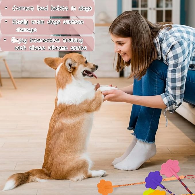 3 Pcs Dog Training Stick Pole, 16.73 Inch Puppy Training Tools Whip with Anti-Slip Handle, Outdoor and Indoor Exercise Interactive Dog Pole for Small Medium Dogs (GreenPurPK)