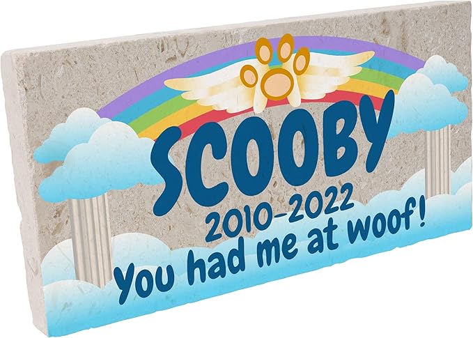 Personalized Pet Memorial Stone, 6x12 Custom Limestone Pet Grave Markers as Keepsake or Pet Remembrance, Thoughtful Pet Loss Gifts for Bereaved Pet Owners, Personalized Memorial Gifts (Scooby)