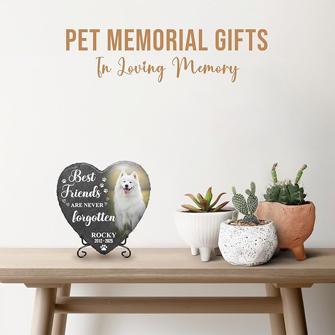 Custom Pet Memorial Stone for Dogs | Personalized Dog Loss Remembrance Plaque with Photo | Beloved Furry Friend Memorial Gift | Thoughtful Pet Loss Condolence Stone Personalized