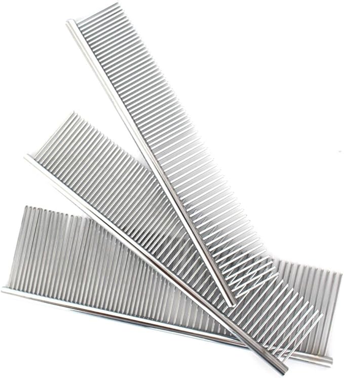 1Pc Grooming Comb Dematting Removing Dead, Matted or Knotted Hair Stainless Steel Pet Grooming Comb for Cats, Dogs (Medium)