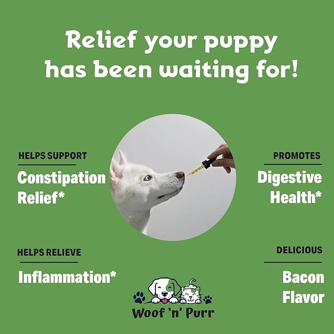 Constipation Relief for Dogs - Dog Constipation Relief - Dog Constipation - Dog Laxative for Constipation - Dog Laxative - Laxative for Dogs - Dog Laxative for Blockage - 1 fl oz - Bacon Flavor