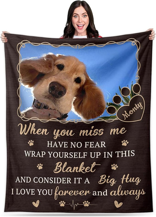 Pet Memorial Blanket Gift - Personalized Dog Memorial Blankets, Pet Sympathy Gifts for Loss of Dogs for Pets Lovers, Dog Bereavement Passing Away Gift, Custom Dogs Blanket (B)