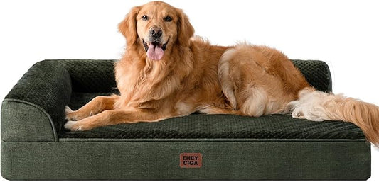 EHEYCIGA Extra Large Dog Bed Othorpedic, Memory Foam XL Dog Bed with Washable Removable Cover, Waterproof Pet Sofa Couch XLarge Size Dogs with Nonskid Bottom, 44x32x6.5, Dark Green