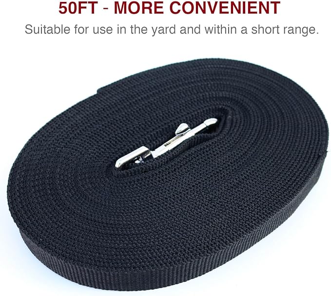 Dog Leash Puppy Obedience Recall Training Agility Lead 50ft, Great for Play, Camping, or Backyard