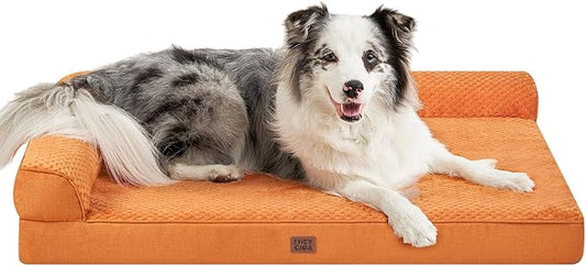 EHEYCIGA XL Dog Bed Memory Foam for Crate, Extra Large Dog Bed Orthopedic with Washable Removable Cover, Waterproof Pet Sofa Couch XLarge Size Dogs, 41x27x6.5, Pumpkin