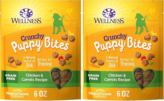 Wellness Puppy Treats,Natural,Training Treat,Grain Free,Crunchy Chicken & Carrot (6 Ounce Bag),(Pack of 2)
