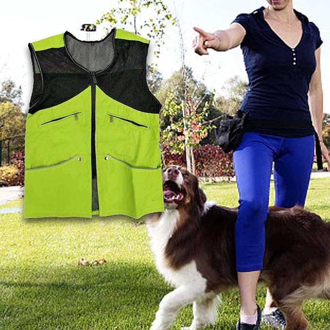 Dog Training Vest for Handlers Breathable Dog Trainer Vest for Agility Obedience Training Handler Dog Trainer Outdoor Backpacking, Green, XL