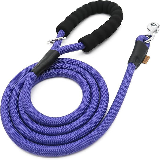 Dog Leash, Braided Rope Traction – Walking Training Lead for Medium/Large Dogs ((1/2") x 6FT, Purple)