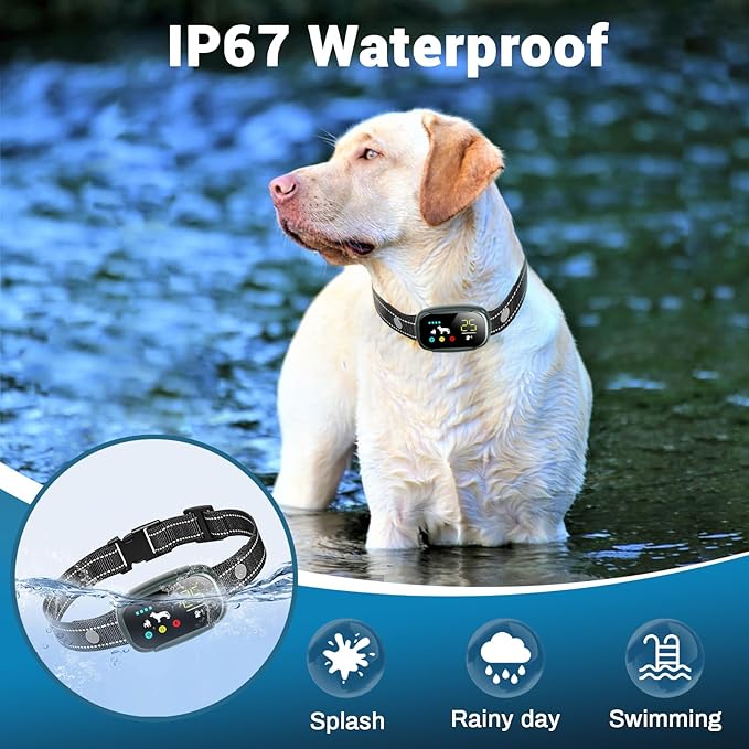 Dog Bark Collar, Dog Shock Collar for Large Medium Small Dogs 10-150lbs, Rechargeable Anti Barking Training Collar with 5 Adjustable Sensitivity, IP67 Waterproof Dog bark Deterrent Devices (Green)