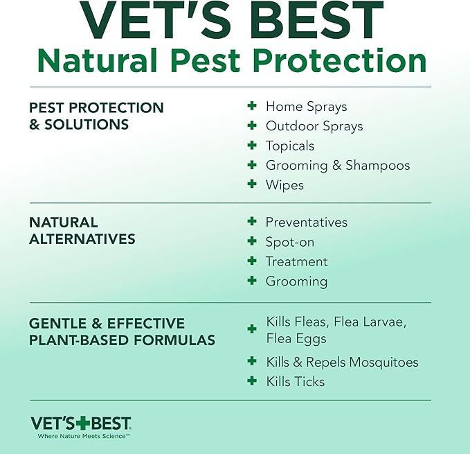 Vet's Best Flea and Tick Yard and Dog Kennel Spray, Mosquito Repellent with Certified Natural Oils, Plant Safe with Ready-to-Use Hose Attachment, Flea and Tick Prevention for Dogs, 32 oz