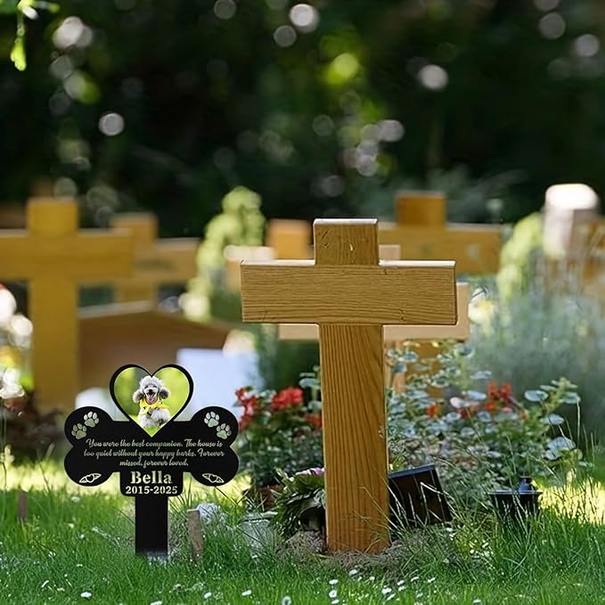Custom Dog Grave Markers Outdoor, Personalized Pet Grave Marker Dog Memorial with Photo and Name, Outdoor Weatherproof Pet Cemetery Sign, Personalized Dog Memorial Gifts for Loss of Dog