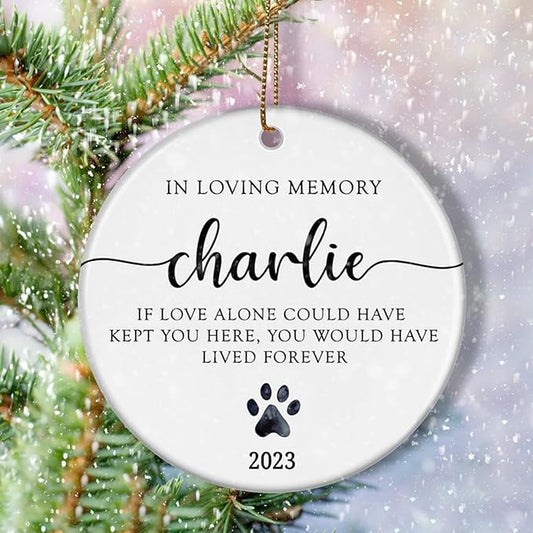 Personalized Pet Memorial, Dog Christmas Ornament, Forever Loved Remembrance Gift, Pet Loss Gift, in Loving Memory, Paw Ornament