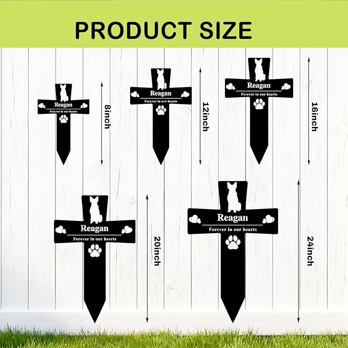 Custom Metal Dog Grave Marker Stake, Personalized Pet Headstones for Dogs, Outdoor Garden Pet Cemetery Metal Sign, Pet Memorial Gifts for Gogs, Dog Name Sign for Yard Cemetery