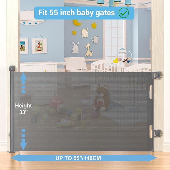 HAMOPY Auto-Lock Retractable Baby Gate Replacement Free-Punch Parts, Original Hardware Set (Including 2 x Latches + 2 x Brackets) Only Fit 55“&71” Auto-Lock Baby Gate(Grey)