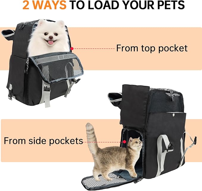 Cat Dog Backpack Carrier for Hiking Travel Portable Pet Daypack for Dog Cat Below 7kg/15.5lbs -Peach Red