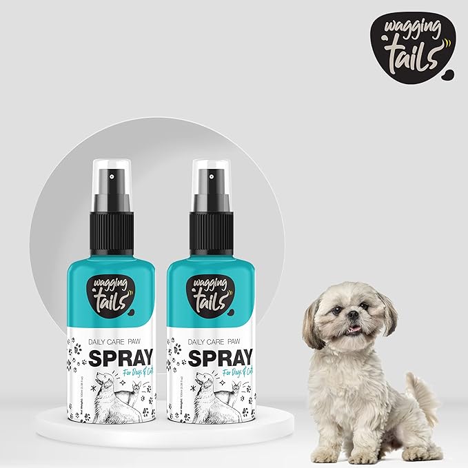 Wagging Tails 6-in-1 Paw Spray for Dogs and Cats, 3.38 fl oz Pack of 2 | All-Weather Pet Spray | Soothes Elbows & Paws, Heals Cracked Paws, Moisturizes Paw Pads | Controls Odor & Keeps Pets Clean
