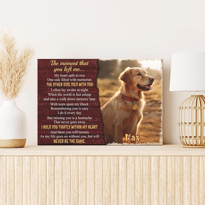 Dem Canvas Personalized Photo Canvas Prints, Dog Loss Gifts, The Moment That You Left Me, Pet Memorial Gifts, Dog Death Sympathy Gifts, Dog Cat Passing Away Loss Gift Dog Grieving Gifts (30x20)
