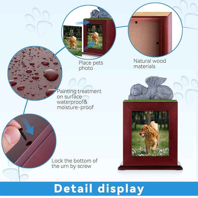 NEWDREAM Pet Cremation Urns pet urns for Large Dogs Ashes Dog Ashes Urn, Box for Dog Ashes, Pet Ashes Photo Box,Ash Box for Dogs, Wood Keepsake Memorial Urns (Dog)