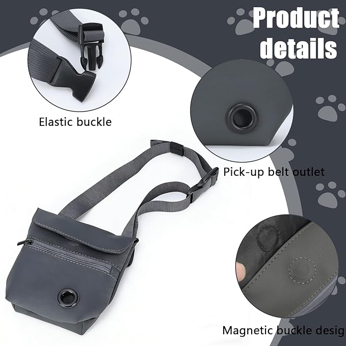 Dog Treat Pouch,Pet Training Treats Bag Magnetic Waist Bags Walking Holder Pouches for Puppy Aids Behavior Small Dogs Snack Fanny Closure Belt Pack with Clicker