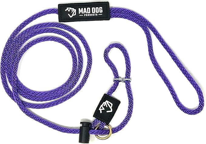 Mad Dog Products Easy Leader Dog Leash 1/4" x 6' Purple Signature Rope - Made in USA
