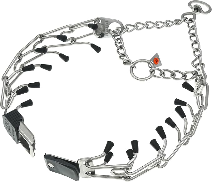 Herm Sprenger Dog Training Prong Collar with Quick Release Cliclock Buckle, 3 Extra Links, 30 Comfort Tips - Stainless Steel No-Pull Collar with Swivel Ring for Medium Large Dogs, Made in Germany