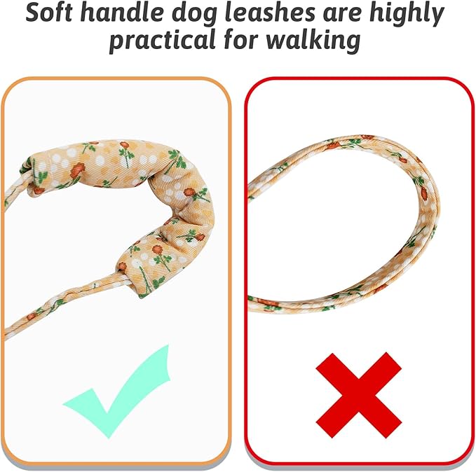 Dog Collar and Leash Set Girls Adjustable Puppy Collars with Floral Bow Tie for Small Medium Large Female Dogs, YellowFlower, M