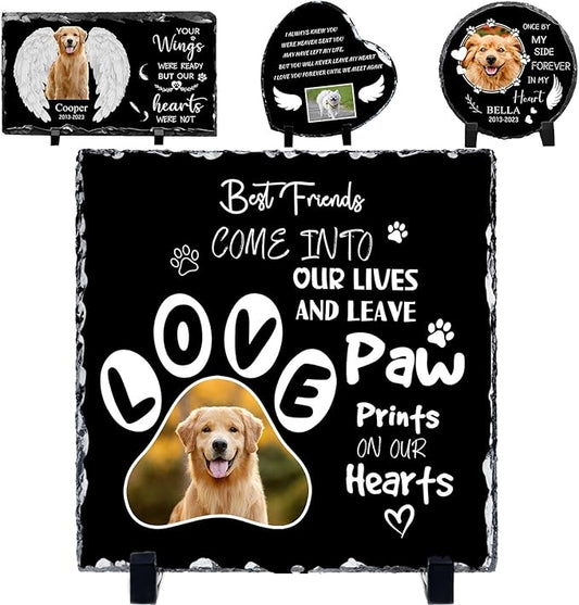 Pet Memorial Stones for Dogs Personalized Photo Rock Slate Square Shape Customized Memorial Stone Gifts for Loss Dog Cat