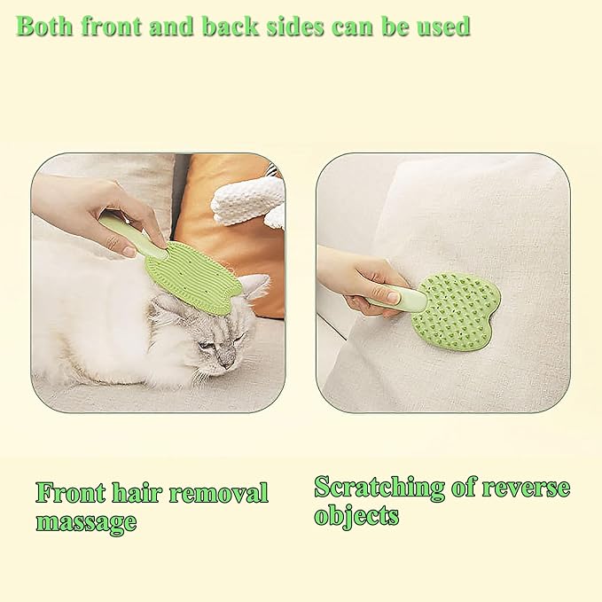 Cat Brush for Shedding Dog Brush Hair Cleaning Comb Bath Massage Tool for Shedding & Grooming, Remove Loose Hair, Cat Shape, Silicone Bristles (Green)