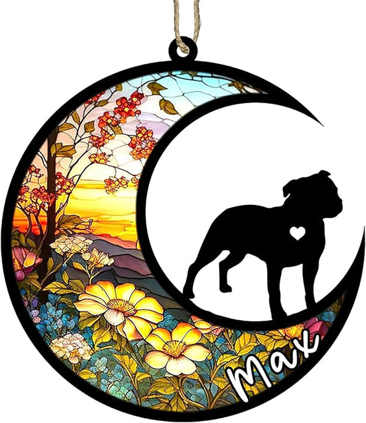 Personalized Dog Memorial, Custom Name Staffordshire Bull Terrier Dog Christmas Ornament, Custom Breeds, Pet Loss Light Catcher, Gifts for Lovers Loss of Pet Sympathy on Mothers Day Christmas
