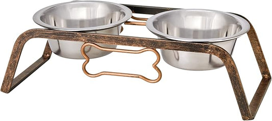 Loving Pets Elevated Dog Bowls – Raised Stainless Steel Dog Bowls with Steel Stand – Non-Skid, No Spill Feeder for Small, Medium & Large Dogs – Easy to Clean, Durable Raised Dog Feeding Station