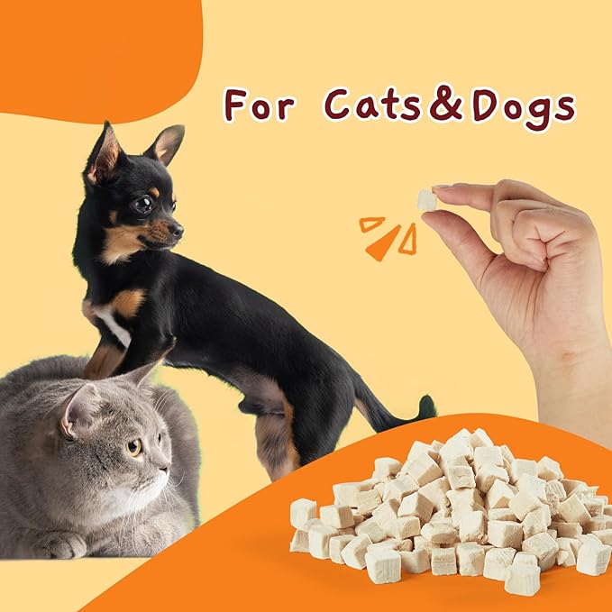 Jungle Calling Freeze-Dried Chicken Treats for Cats & Dogs, Single Ingredient, Grain-Free, High Protein Training Rewards & Food Topper (Chicken Cubes, 3.2 oz) (Pack of 2)