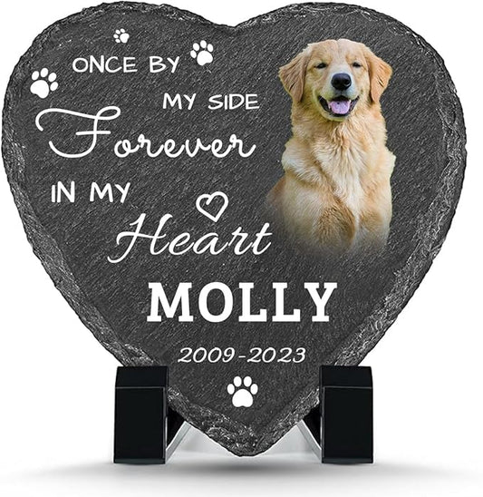 Personalized Pet Memorial Stone for Dogs 8"*8",Custom Heart Memorial Gifts for Loss of Dog Cat,Customized Garden Stone Grave Markers Headstone for Dog Cat Lovers