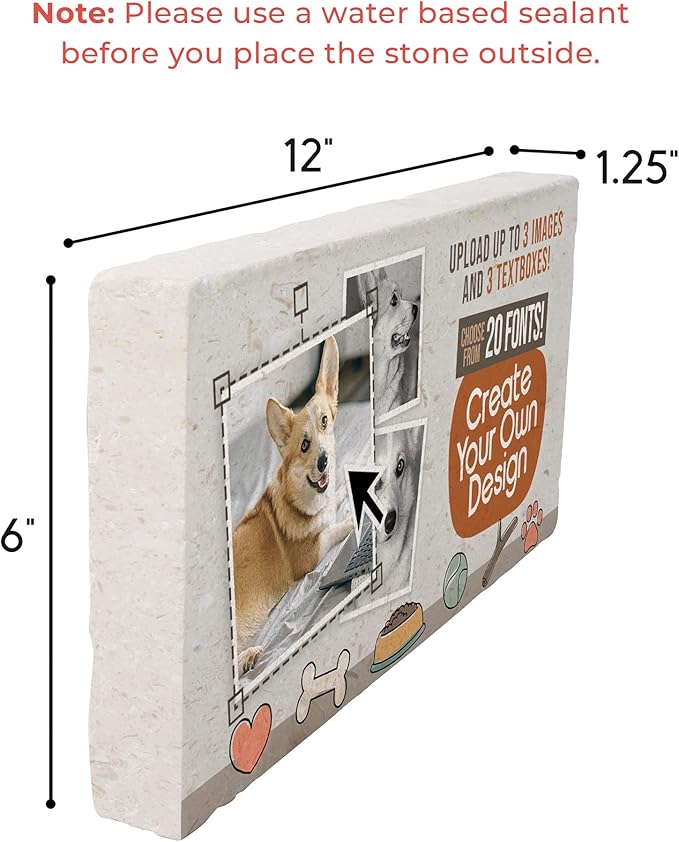 Personalized Pet Memorial Stones, 6x12 Create Your Own Pet Grave Markers as Keepsake or Pet Remembrance, Pet Loss Gifts for Bereaved Pet Owners, DIY Personalized Pet Memorial Limestone (Design 8)