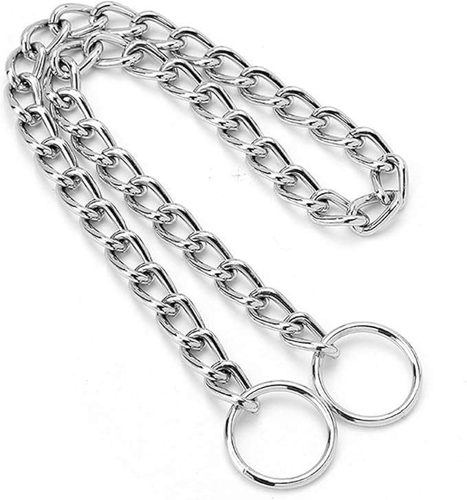 Chain Dog Collar, Metal Slip Link Heavy Duty XL Collar Training Collars for Large XL Dogs, Silver XL