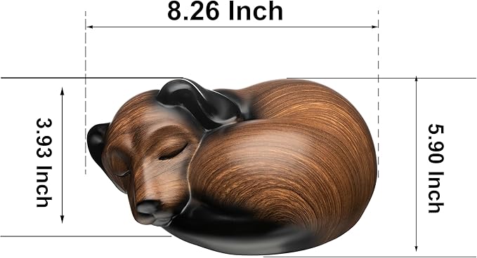 Pet Urns,Sleeping Resin Cremation Dog Urn, Dog Urns for Ashes, Small Animal Urn(Black Walnut)…