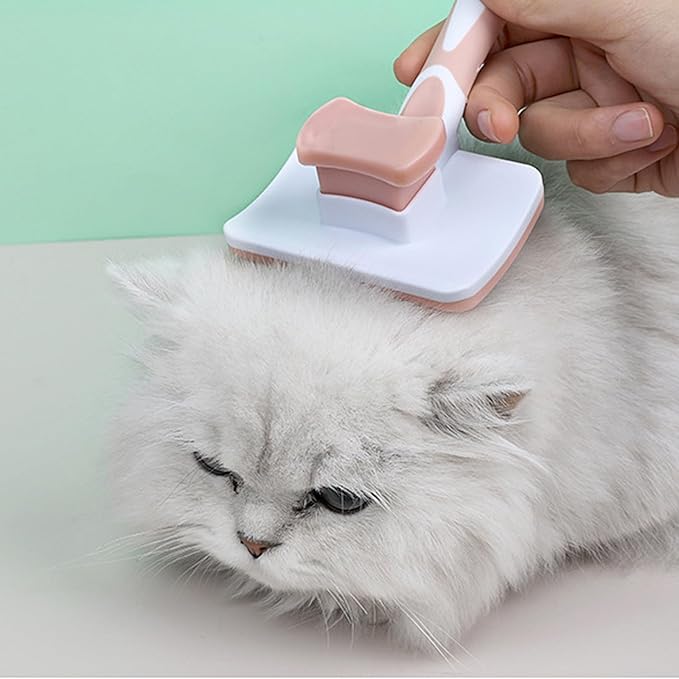 Self Cleaning Slicker Brush for Dogs & Cats, One-Click Self-Cleaning Deshedding Grooming Brush, Skin-Friendly Pet Hair Remover for Long & Short Haired Pets, 1 Pack