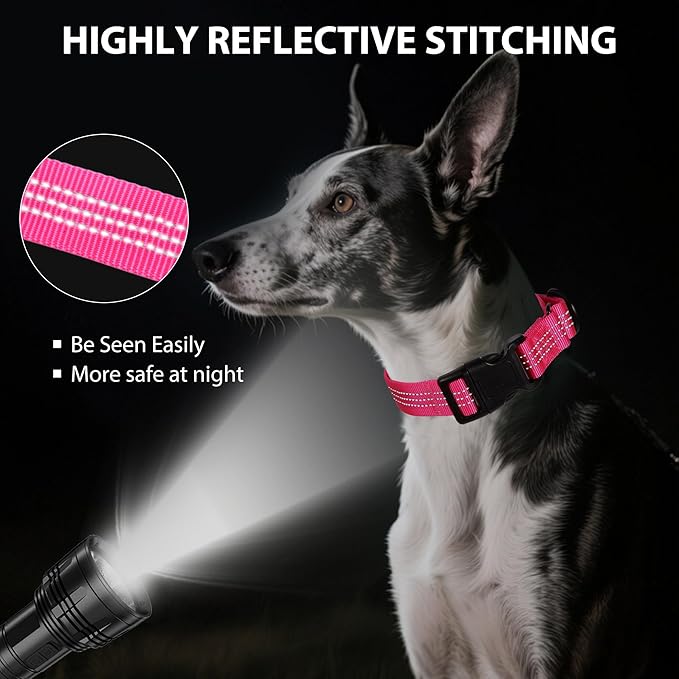 Martingale Dog Collar Quick Release Buckle No Pull Reflective Non-Slip for Medium Large Dogs Training (Pink, Medium)