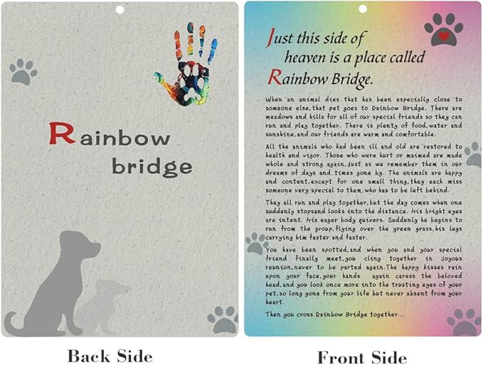 Pet Sympathy Memorial Card - Rainbow Bridge Poem Card for Loss Dog Keepsake Gifts Card with Envelope, Remembrance Mourning Card