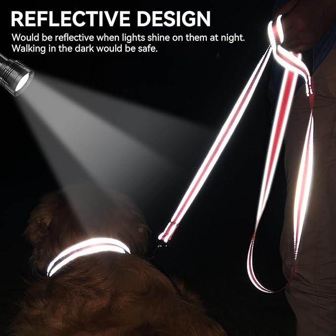 Joytale Dog Leash, 6 FT Double-Sided Reflective, Padded Handle Nylon Heavy Duty Leashes for Medium & Large Dogs Walking, Neon Pink